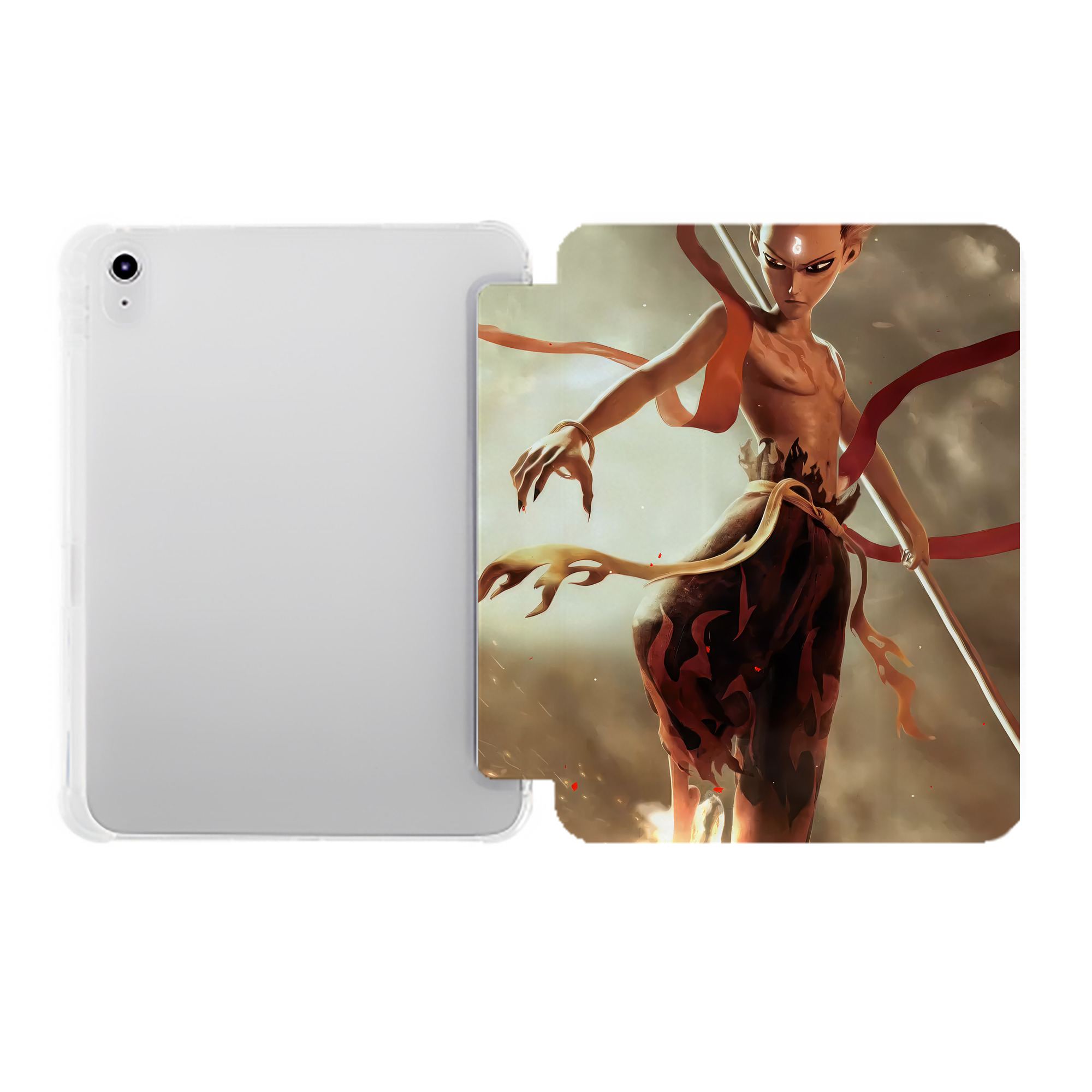 （画像用） Ne Zha 2 ナタ 魔童の大暴れ IPad ケース ペン収納付き 三つ折りスタンド PUレザー×シリコン 対応機種9.5/10.5/10.9インチ